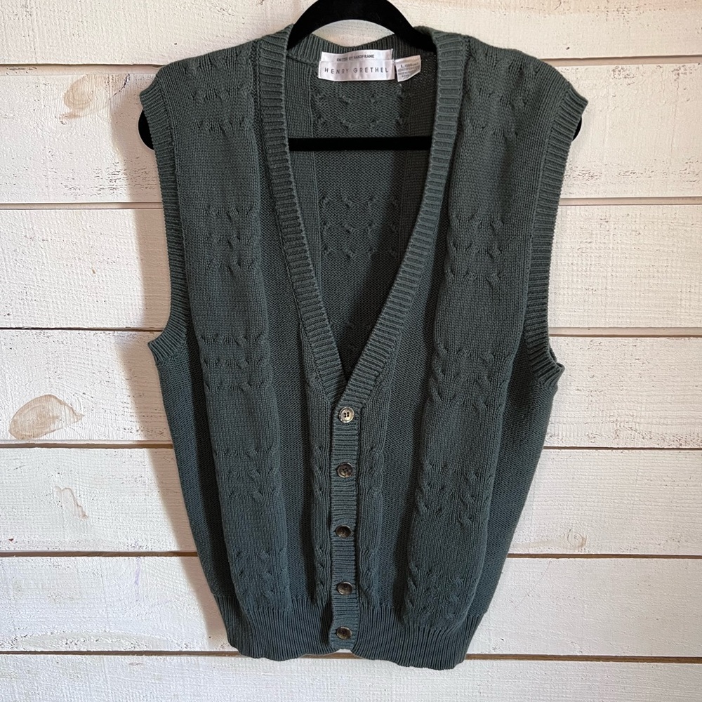 Henry Grethel Vintage Knit Vest Green Size L